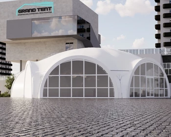 Арочный шатёр 15×13 м «Гекса 8» с дополнительной аркой и витражами Grand Tent