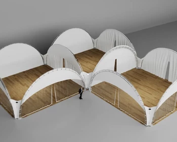Три шатра арочных Дюна 10x10 м буквой Г, вид без крыши Grand Tent