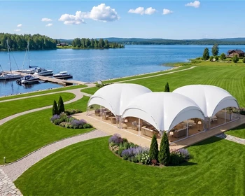 Три шатра арочных Дюна 10x10 м буквой Г, 3d визуализация Grand Tent